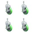 thumbnail image 1 of 5 Inch SS Green Poly Wheel Swivel 3/8 Inch Threaded Stem Caster Set Brake, 1 of 2