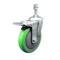 thumbnail image 1 of 5 Inch SS Green Polyurethane 10mm Threaded Stem Caster with Total Lock Brake, 1 of 2