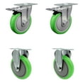 thumbnail image 1 of 5 Inch SS Green Polyurethane Top Plate Caster Set 2 Lock Brake 2 Rigid SCC, 1 of 2