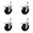thumbnail image 1 of 5 Inch SS Hard Rubber Swivel ½ Inch Threaded Stem Caster Set Total Lock Brake, 1 of 2