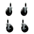 thumbnail image 1 of 5 Inch SS Hard Rubber Wheel Swivel 1-1/8 Inch Expand Stem Caster Set 2 Brakes, 1 of 2