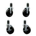 thumbnail image 1 of 5 Inch SS Hard Rubber Wheel Swivel 1-5/8 Inch Expand Stem Caster Set 2 Brakes, 1 of 2