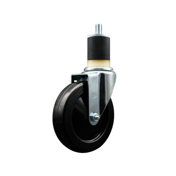 5 Inch SS Hard Rubber Wheel Swivel 1-7/8 Inch Expanding Stem Caster SCC