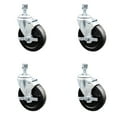 thumbnail image 1 of 5 Inch SS Hard Rubber Wheel Swivel ½ Inch Threaded Stem Caster Set Brake SCC, 1 of 2