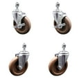 thumbnail image 1 of 5 Inch SS High Temp Glass Filled Nylon 12mm Threaded Stem Caster Set 2 Brake, 1 of 2