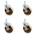 thumbnail image 1 of 5 Inch SS High Temp Phenolic Swivel 3/8 Inch Threaded Stem Caster Set Brake SCC, 1 of 2