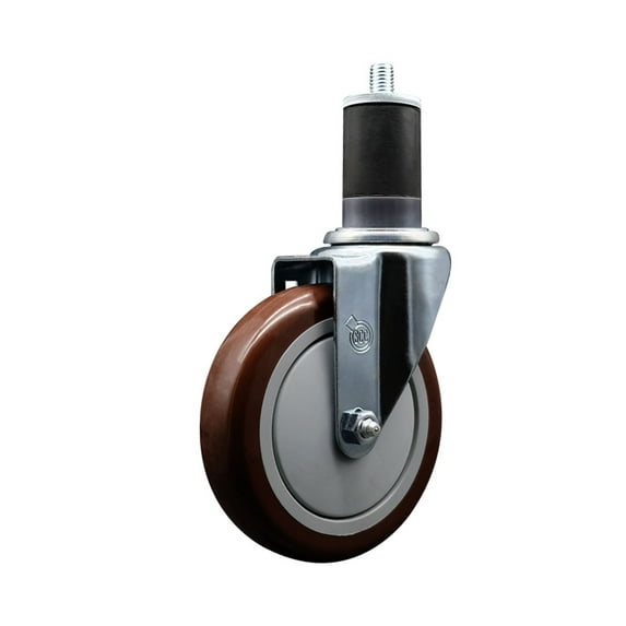 5 Inch SS Maroon Poly Wheel Swivel 1-5/8 Inch Expanding Stem Caster SCC