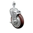 thumbnail image 1 of 5 Inch SS Maroon Polyurethane Swivel 12mm Threaded Stem Caster Brake SCC, 1 of 2