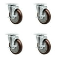 thumbnail image 1 of 5 Inch SS Maroon Polyurethane Swivel Top Plate Caster Set with Brake SCC, 1 of 2