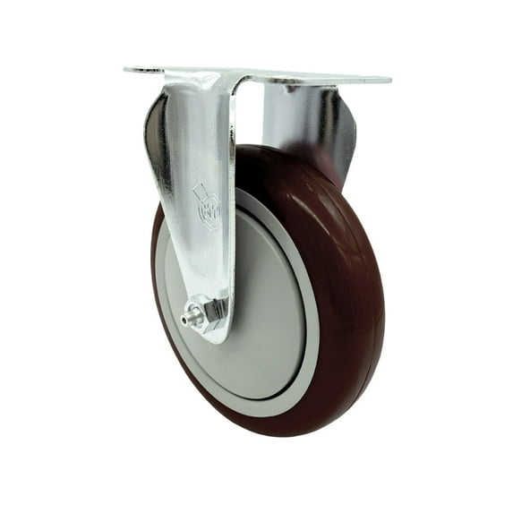 5 Inch SS Maroon Polyurethane Wheel Rigid Top Plate Caster Service Caster Brand