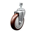 thumbnail image 1 of 5 Inch SS Maroon Polyurethane Wheel Swivel 12mm Threaded Stem Caster SCC, 1 of 2