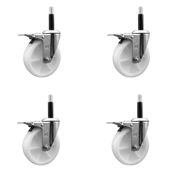 5 Inch Nylon Swivel 3/4 Inch Expanding Stem Caster Set Total Lock Brake