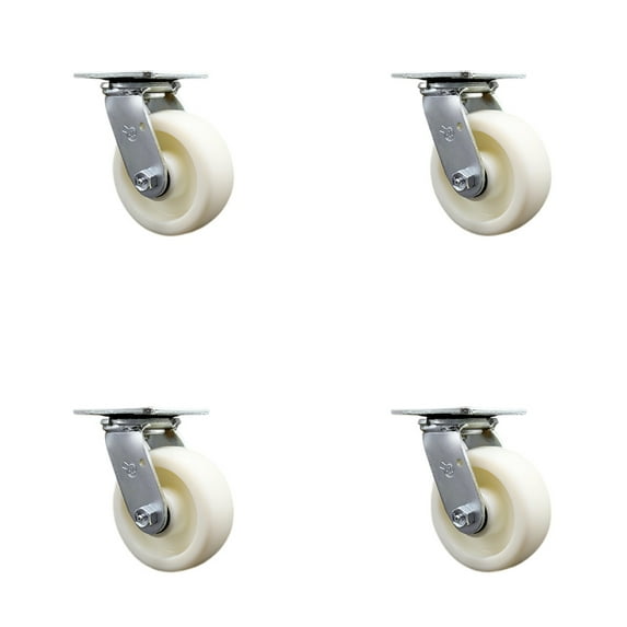 5 Inch SS Nylon Swivel Caster Set with Delrin Bearings and Swivel Locks SCC