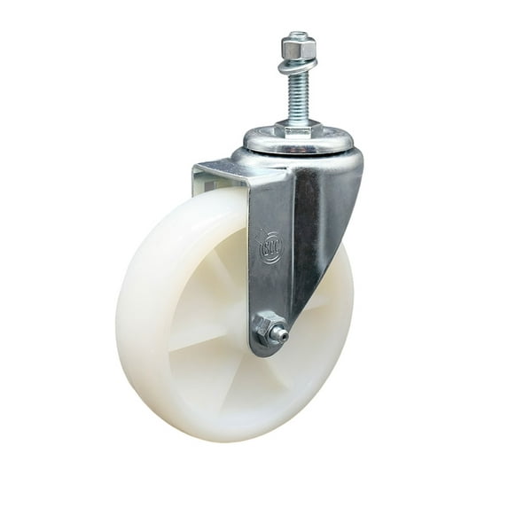 5 Inch SS Nylon Wheel Swivel 10mm Threaded Stem Caster Service Caster Wheel