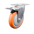 thumbnail image 1 of 5 Inch SS Orange Polyurethane Top Plate Caster with Total Lock Brake SCC, 1 of 2