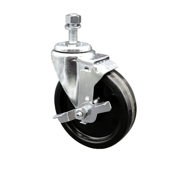 5 Inch SS Phenolic Wheel Swivel 12mm Threaded Stem Caster with Brake SCC