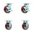 thumbnail image 1 of 5 Inch SS Poly on Aluminum Caster Set with 2 Brakes/Swivel Lock 2 Rigid SCC, 1 of 2