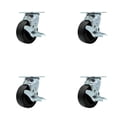thumbnail image 1 of 5 Inch SS Polyolefin Swivel Caster Set with Roller Bearings and Brakes SCC, 1 of 2