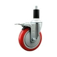thumbnail image 1 of 5 Inch SS Red Poly Swivel 1-3/8 Inch Expanding Stem Caster Total Lock Brake SCC, 1 of 2