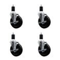 thumbnail image 1 of 5 Inch SS Soft Rubber Swivel 1-1/2 Inch Expanding Stem Caster Set with Brake SCC, 1 of 2