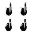 thumbnail image 1 of 5 Inch SS Soft Rubber Swivel 1-1/4 Inch Expanding Stem Caster Set 2 Brake, 1 of 2