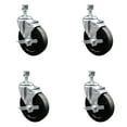 thumbnail image 1 of 5 Inch SS Soft Rubber Wheel Swivel 10mm Threaded Stem Caster Set Brake SCC, 1 of 2