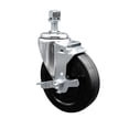 thumbnail image 1 of 5 Inch SS Soft Rubber Wheel Swivel 12mm Threaded Stem Caster with Brake SCC, 1 of 2