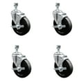 thumbnail image 1 of 5 Inch SS Soft Rubber Wheel Swivel ½ Inch Threaded Stem Caster Set Brake SCC, 1 of 2