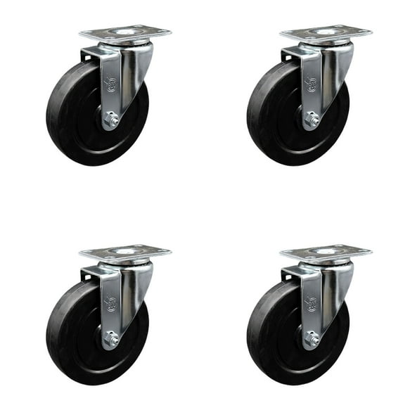 5 Inch SS Soft Rubber Wheel Swivel Top Plate Caster Set Service Caster Brand
