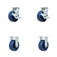 thumbnail image 1 of 5 Inch SS Solid Poly Caster Set with Roller Bearings 2 Brakes 2 Rigid SCC, 1 of 2