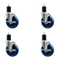 thumbnail image 1 of 5 Inch SS Solid Poly Swivel 1-3/4 Inch Expanding Stem Caster Set with Brake SCC, 1 of 2