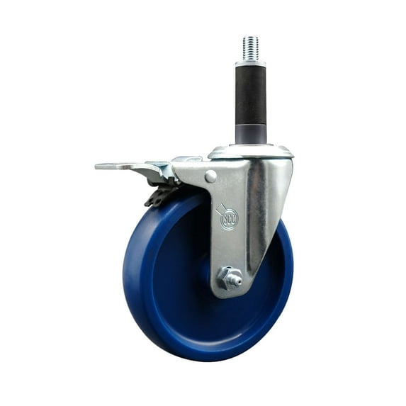 5 Inch SS Solid Poly Swivel 1 Inch Expanding Stem Caster Total Lock Brake SCC