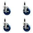 thumbnail image 1 of 5 Inch SS Solid Poly Swivel 7/8 Inch Expanding Stem Caster Set with Brake SCC, 1 of 2