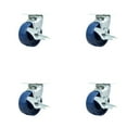 thumbnail image 1 of 5 Inch SS Solid Poly Swivel Caster Set with Ball Bearings and Brakes SCC, 1 of 2