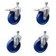 thumbnail image 1 of 5 Inch SS Solid Polyurethane ½ Inch Threaded Stem Caster Set 2 Total Lock Brake, 1 of 2