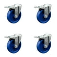 thumbnail image 1 of 5 Inch SS Solid Polyurethane Swivel Bolt Hole Caster Set with Total Lock Brake, 1 of 2