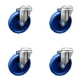 thumbnail image 1 of 5 Inch SS Solid Polyurethane Wheel Swivel Bolt Hole Caster Set Service Caster, 1 of 2
