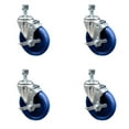thumbnail image 1 of 5 Inch SS Solid Polyurethane Wheel Swivel ½ Inch Threaded Stem Caster Set Brake, 1 of 2