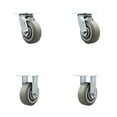 thumbnail image 1 of 5 Inch SS TPR Flat Tread Caster Set with Delrin Bearings 2 Swivel Locks 2 Rigid, 1 of 2