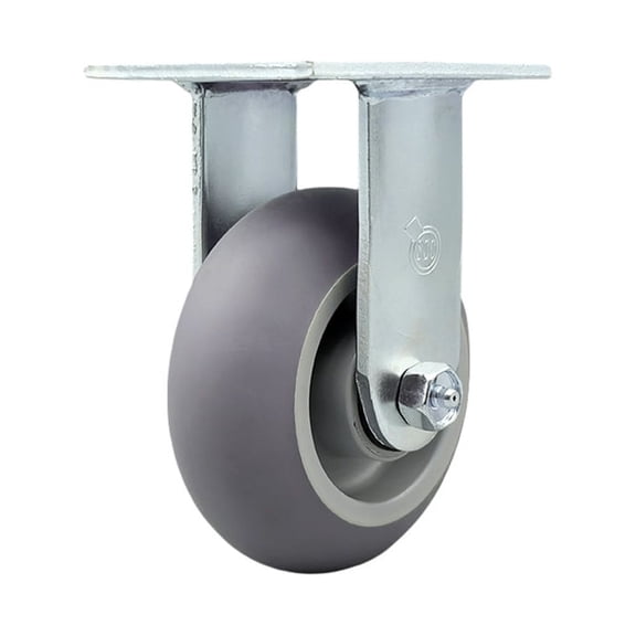 5 Inch SS Thermo Rubber Donut Tread Wheel Rigid Caster with Delrin Bearing SCC