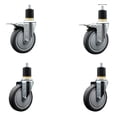 thumbnail image 1 of 5 Inch SS Thermo Rubber Swivel 1-7/8 Inch Expanding Stem Caster Set 2 Brake, 1 of 2