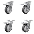 thumbnail image 1 of 5 Inch SS Thermoplastic Rubber Swivel Top Plate Caster Set Total Lock Brake SCC, 1 of 2