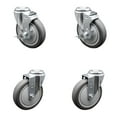 thumbnail image 1 of 5 Inch SS Thermoplastic Rubber Wheel Swivel Bolt Hole Caster Set with 2 Brake, 1 of 2