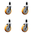 thumbnail image 1 of 5 Inch SS Yellow Poly Wheel Swivel 1-3/8 Inch Expanding Stem Caster Set SCC, 1 of 1