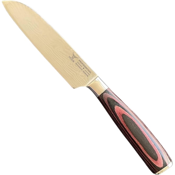 5-Inch Santoku Knife, Laser Damascus Stainless Steel Blade, Razor Sharp Kitchen Knife for Chopping, Slicing & Dicing