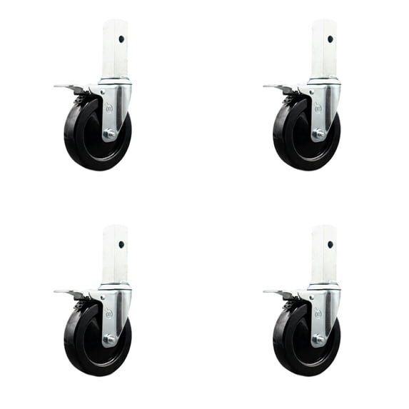5 Inch Scaffold Caster Set with 1-1/4” Square Stem w/Brakes–Service Caster Brand