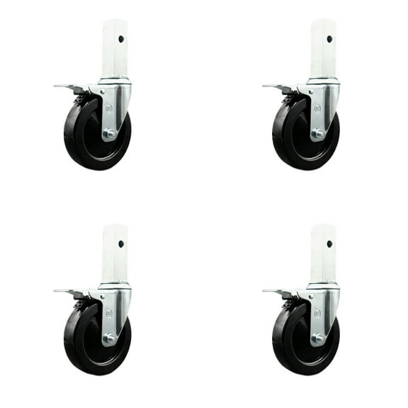 5 Inch Scaffold Caster Set with 1-1/4 Square Stem w/BrakesService Caster Brand