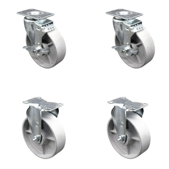 5 Inch Semi Steel Cast Iron Swivel Top Plate Caster Set with 2 Brake 2 Rigid SCC