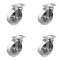 thumbnail image 1 of 5 Inch Semi Steel Cast Iron Wheel Swivel Top Plate Caster Set Service Caster, 1 of 2