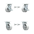thumbnail image 1 of 5 Inch Semi Steel Caster Set with Ball Bearings 4 Swivel Lock 2 Brake SCC, 1 of 2